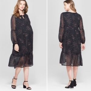 Isabel maternity lined sheer chiffon midi dress